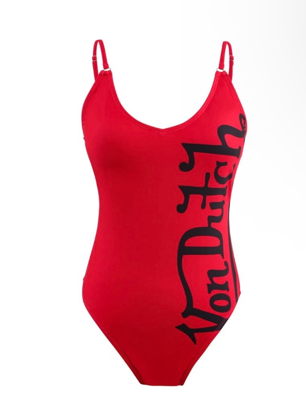 Von Dutch Red One-Piece Swimsuit with Black Side Logo